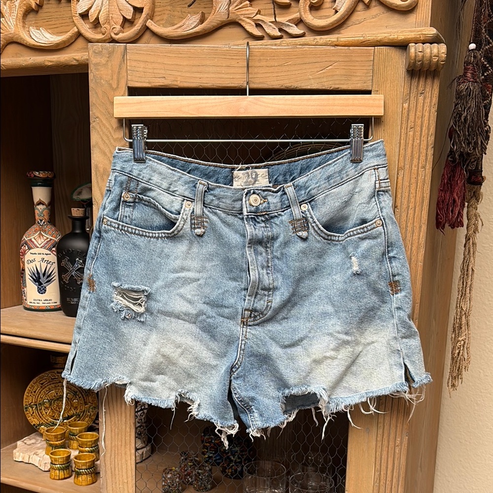 Free People We The Free Distressed Denim Cut Off Jean Shorts